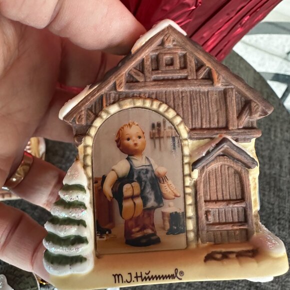 Goebel MJ Hummel Light Up House Christmas Ornaments Set Of 3 Bradford Exchange - Picture 4 of 8